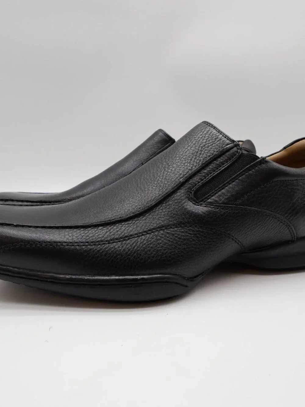 Hush Puppies Santiago Men's 12 Black Leather Slip-On Dress Loafers